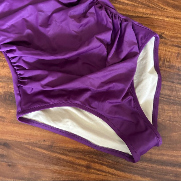 J. Crew Purple Halter Strapless D Cup Ruched One Piece - Picture 4 of 6